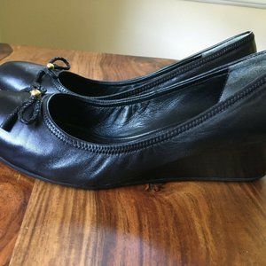 Cole Haan Black Leather Bow Dress Casual Wedge Hee